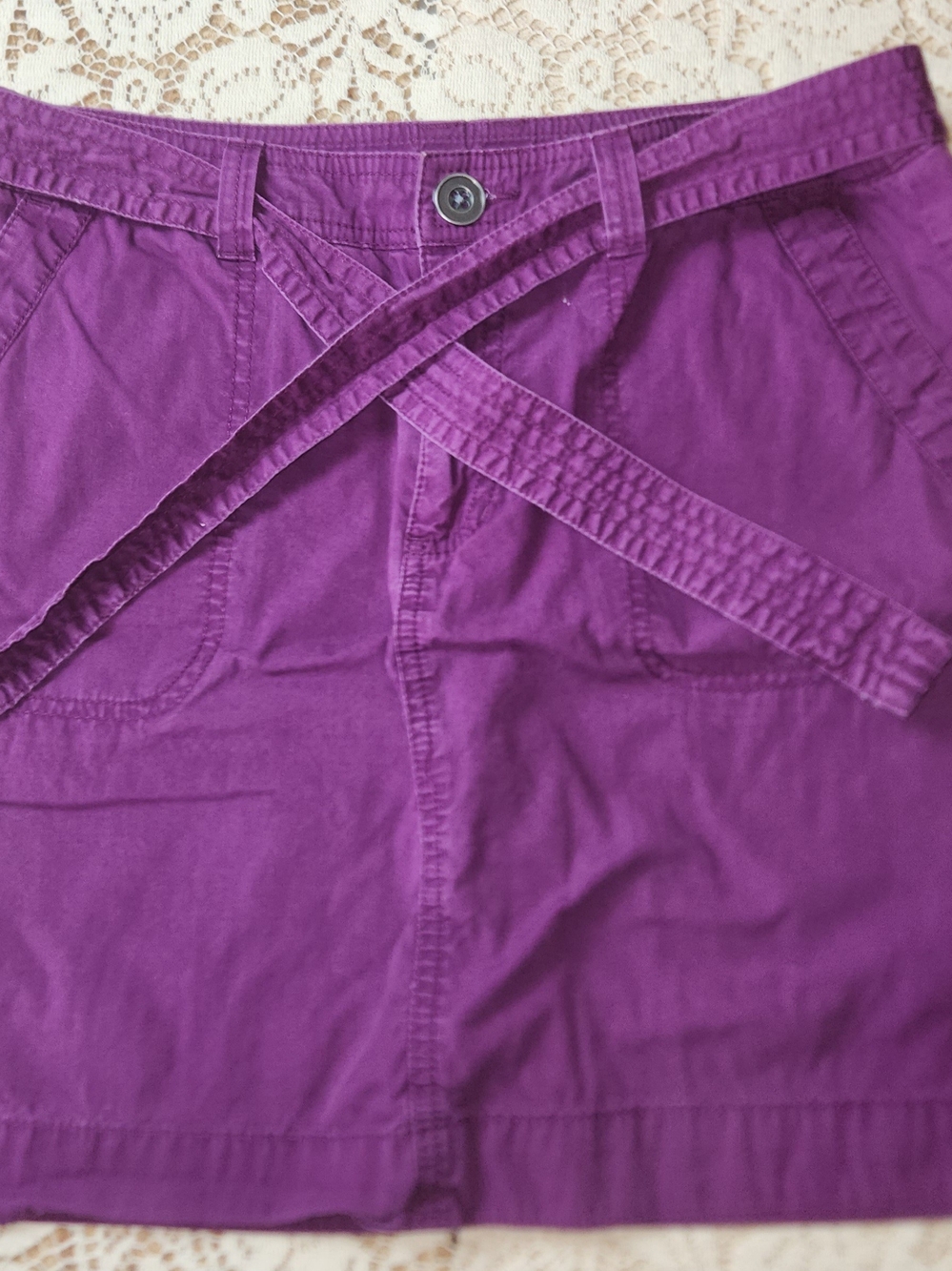 Croft & Barrow Natural Fit Purple Skort w/ Matching Tie Waist Cotton Size 8P